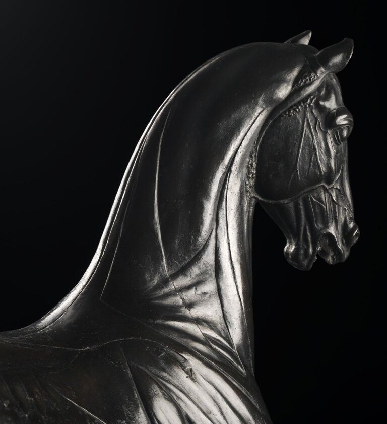 Flayed figure of a horse in bronze