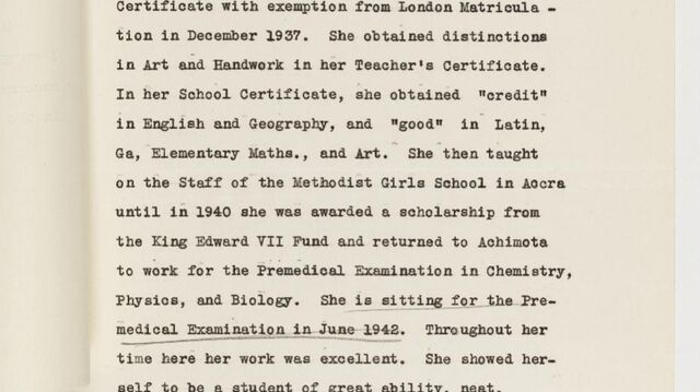 Matilda Clerk Letter of Recommendation from Achimota College