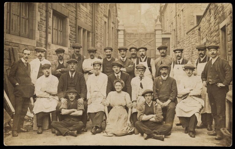 A photograph showing a group of staff from the Works Department of the Royal Infirmary of Edinburgh