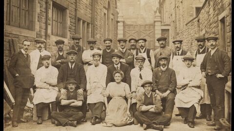 A photograph showing a group of staff from the Works Department of the Royal Infirmary of Edinburgh