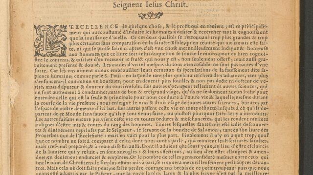 La Bible qui est toute la Saincte Escriture du Vieil et du Nouveau Testament  