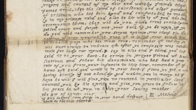 Letter from Elizabeth Melville to James Colville, 17th August 1625 