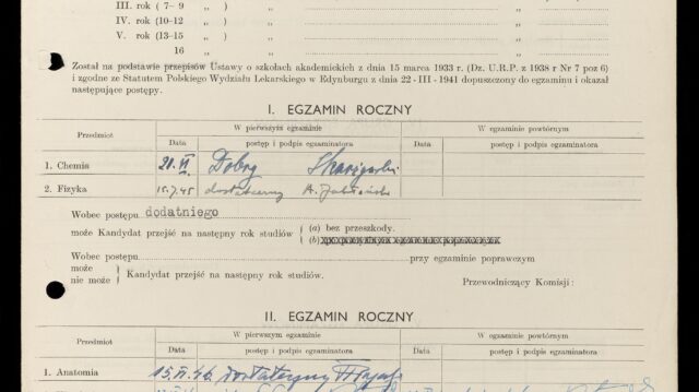 Exam Record of Miecsyzława Niedzielska