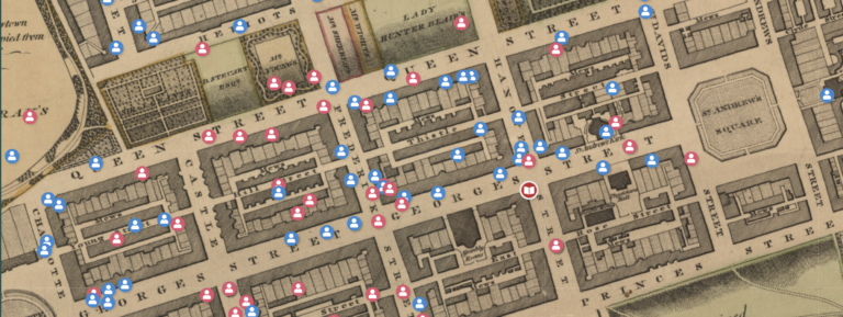 Image of interactive historic map showing borrowers.